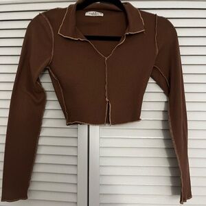 Inside Out Style Crop Top With Collar